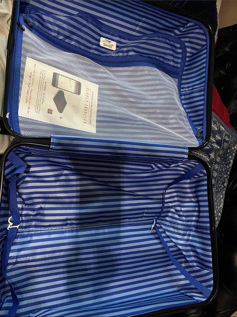 Unbranded Blue Striped Travel Suitcase Interior Organizer